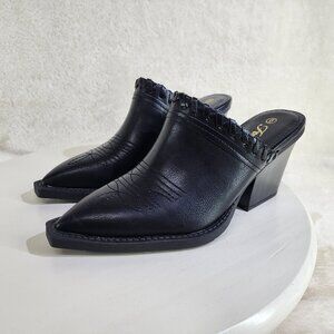 Western Cowgirl Boot Style Mules in Black 3' Heels